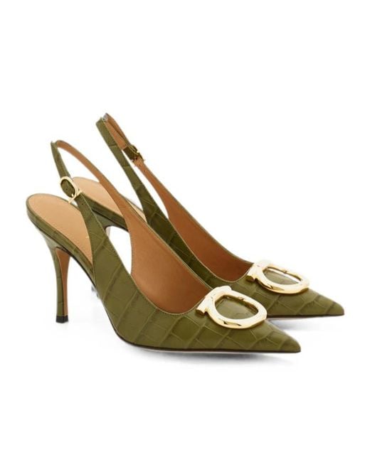 Ferragamo Green Pointed-Toe High-Heeled Sandals