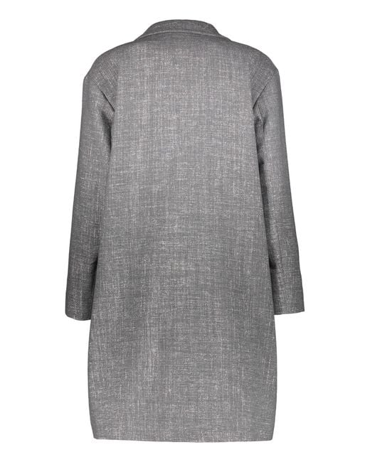 Herno Gray Lurex Three-Quarter Sleeve Coat