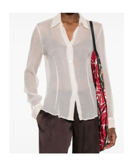 Dries Van Noten White Cloudy Sheer Shirt