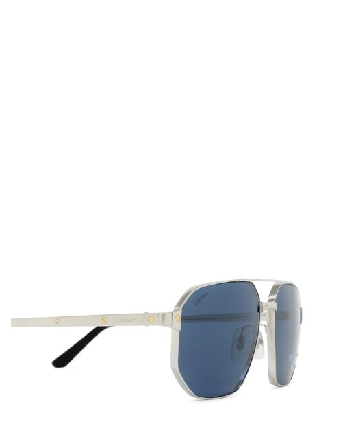 Cartier Blue Pilot Frame Sunglasses for men