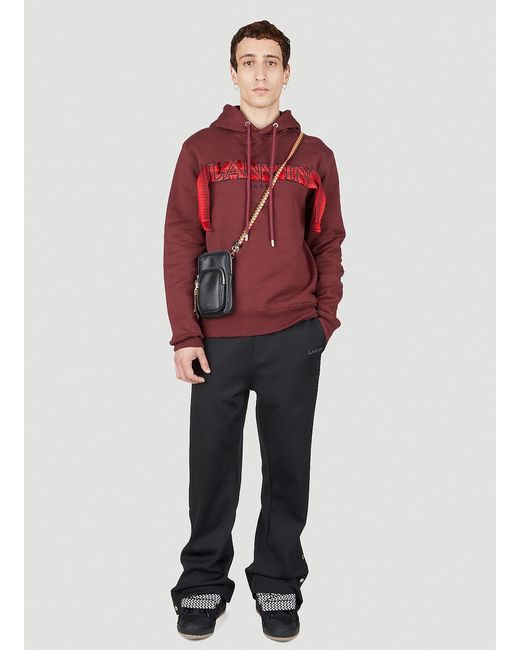 Lanvin Red Curb Lace Hoodie for men