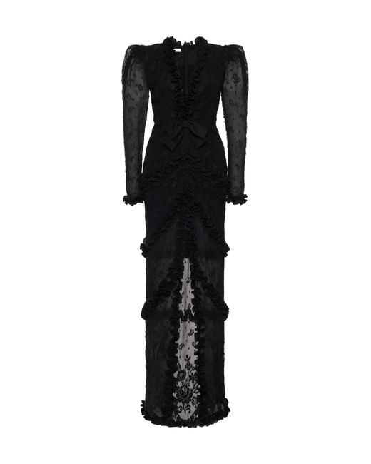 Alessandra Rich Black Lace V-Neck Dress
