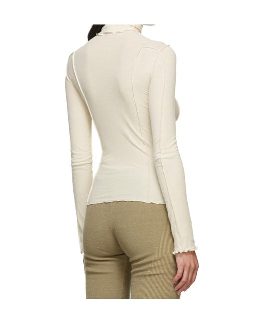 Baserange Natural Rolled-Trim High-Neck Blouse