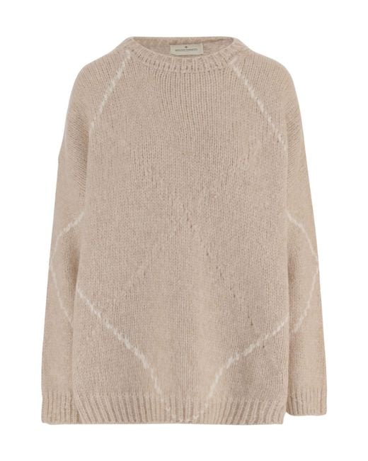 Bruno Manetti Natural Diamond Knit Crew Neck Sweater
