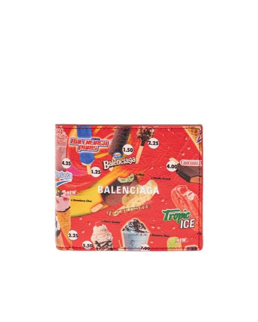 Balenciaga Red Graphic Print Bi-Fold Wallet for men