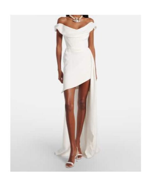 Vivienne Westwood White Bridal Comet Off-Shoulder Silk Minidress