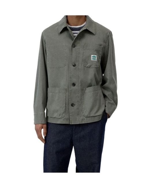 Closed Green Logo-Patch Multi-Pocket Shirt Jacket for men