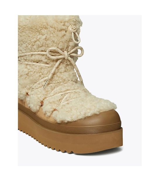 Tory Burch Natural Shearling Lace-Up Boot