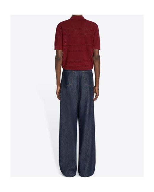 Dries Van Noten Red Mesh Polo Shirt for men