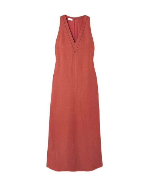 Brunello Cucinelli Red V-Neck Sleeveless Dress