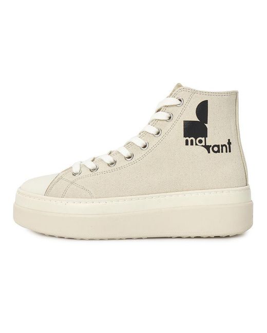 Isabel Marant Natural Austen Logo-Print Sneakers