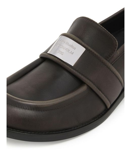 Acne Gray Leather Loafers