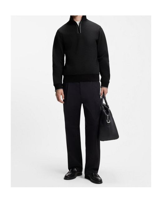 Boss Black Half-Zip Micro-Textured Sweatshirt for men
