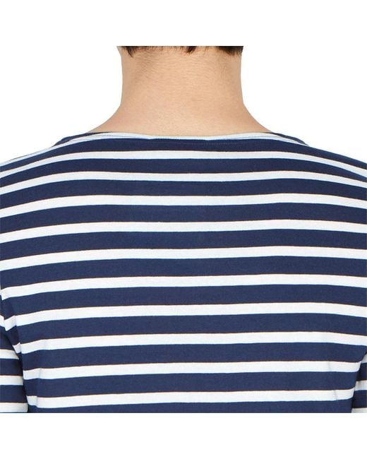 Saint James Blue Striped Short-Sleeved T-Shirt for men