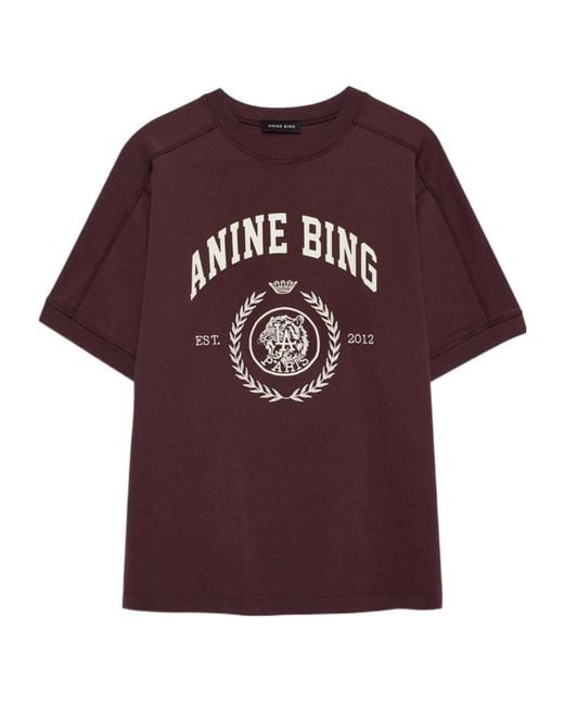 Anine Bing Purple Crest Logo T-Shirt