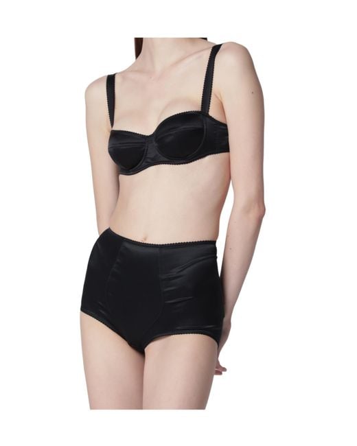 Dolce & Gabbana Black Satin-Finish High-Waisted Briefs