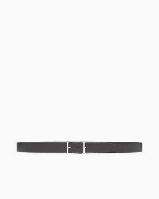 Emporio Armani White Logo Engraved Buckle Belt for men