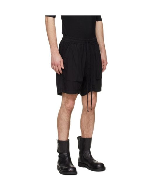 Thom Krom Black Drawstring Multiple-Pocket Shorts for men