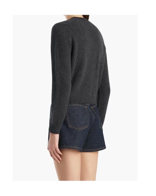 Khaite Black Cropped Ribbed Knitted Sweater