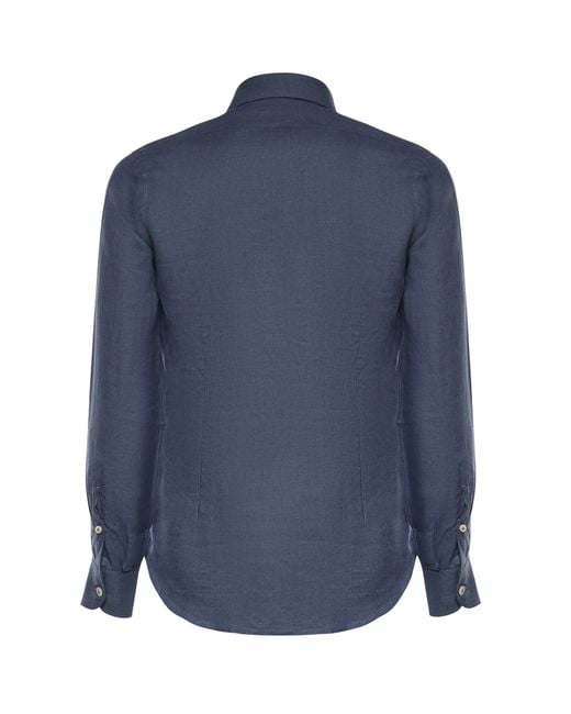 Eleventy Blue Slim Fit Long-Sleeve Shirt for men