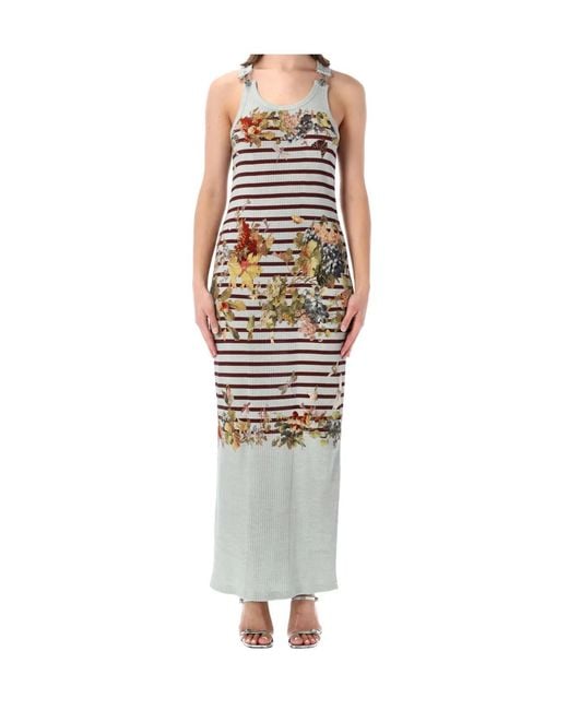 Jean Paul Gaultier White Mariniere Grape Tank Long Dress