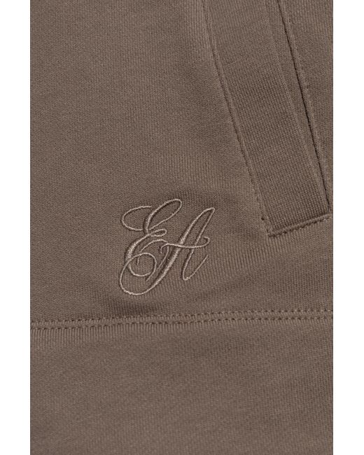 Emporio Armani Brown Asv Logo Embroidered Zip-Up Hoodie