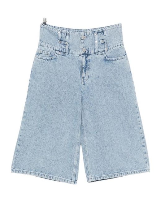 Stine Goya Blue Button-Up Denim Shorts