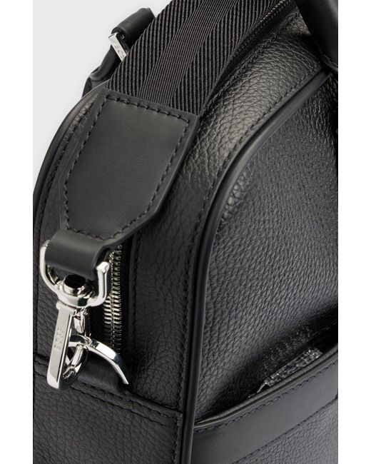 Boss Black Logo-Debossed Leather Laptop Bag for men