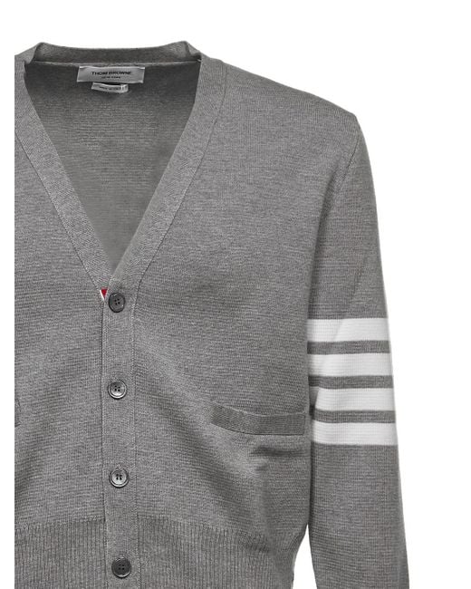 Thom Browne Gray Bar Cardigan for men