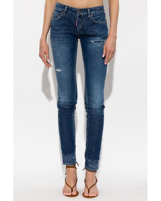 DSquared² Blue Distressed Super Skinny Jeans