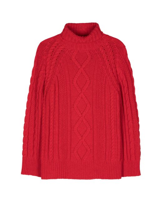 Forte Forte Red Cable Knit Turtleneck Sweater