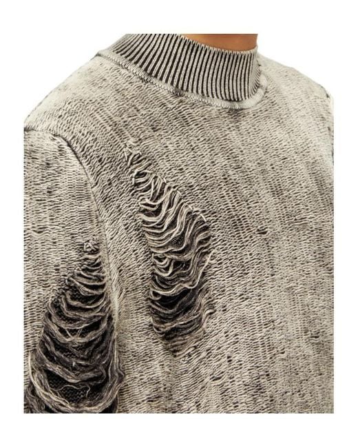 DIESEL Gray K-Fjordi Destroyed Sweater for men