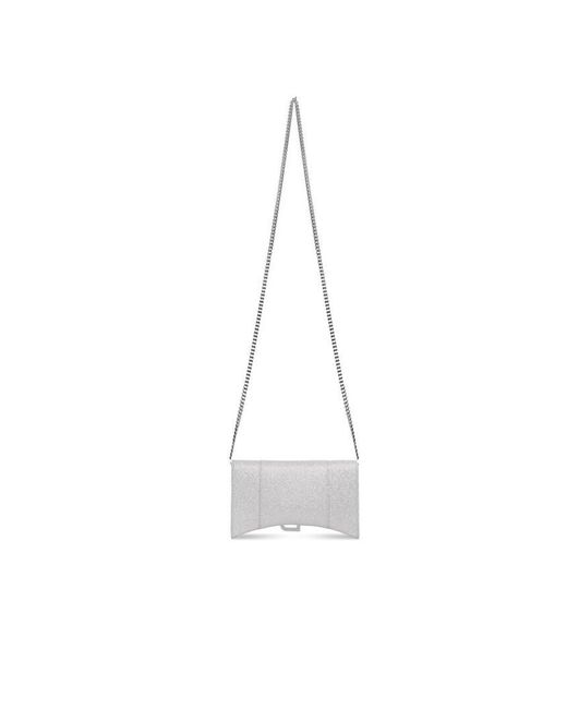 Balenciaga White Portafoglio Hourglass Xs Con Catena