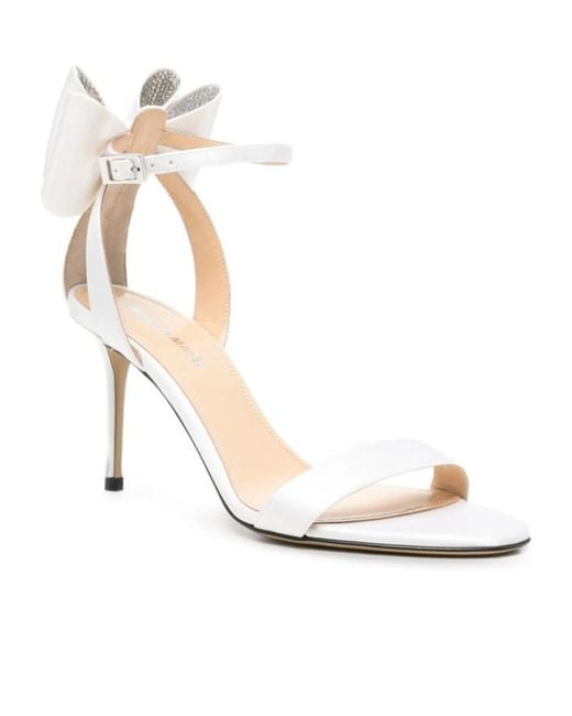 Mach & Mach White Round-Toe High-Heeled Sandals