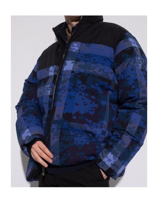 Burberry Blue Camouflage Check Thermoregulated Puffer Jacket for men