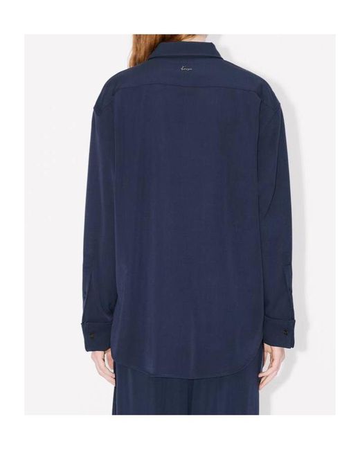 KENZO Blue Curved Hem Overshirt