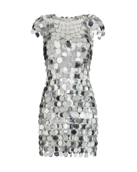 Rabanne Gray Sequinned Mini Dress