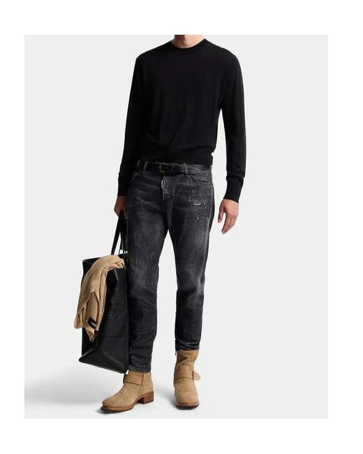 DSquared² Blue Distressed Slim-Fit Jeans for men