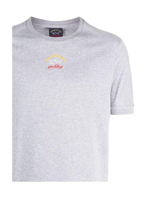 Paul & Shark White Round-Necked Logo T-Shirt for men