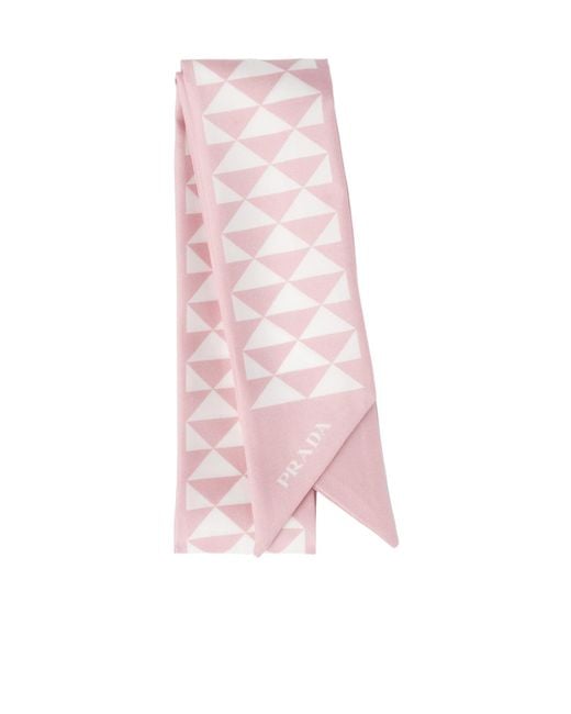 Prada Pink Pattern-Printed Scarf