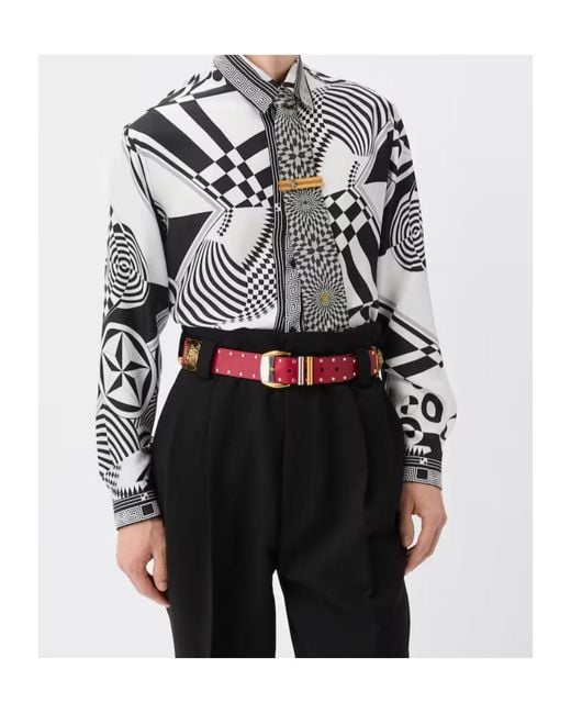 Versace Gray Pattern-Printed Long-Sleeved Shirt for men