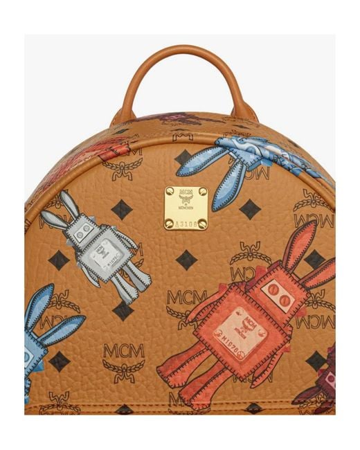 MCM Orange Stark Vi Printed Backpack for men