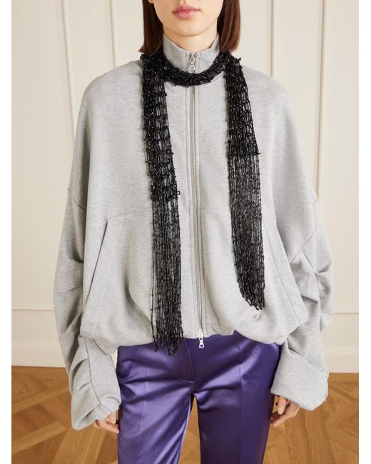 Dries Van Noten Black Tassel-Decorated Beaded Scarf