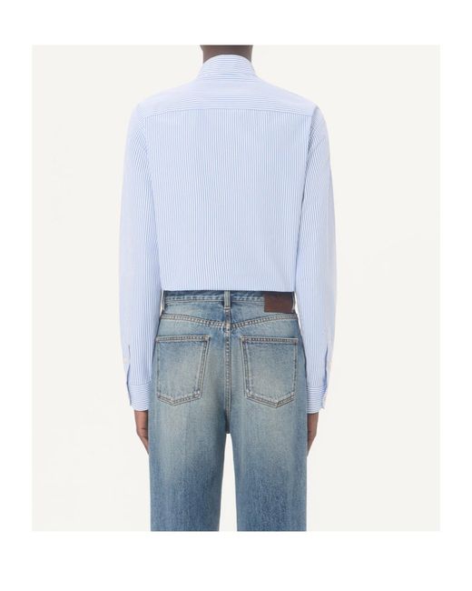Valentino Blue Long-Sleeved Striped Cotton Shirt With Toggle for men