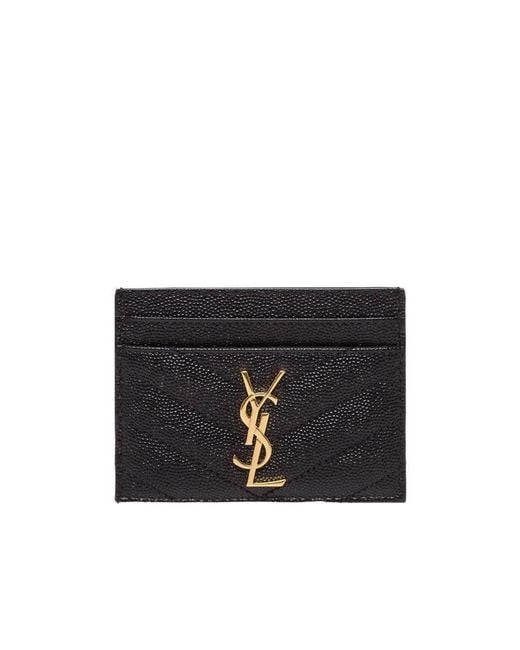 Saint Laurent Black Cassandre Quilted Cardholder