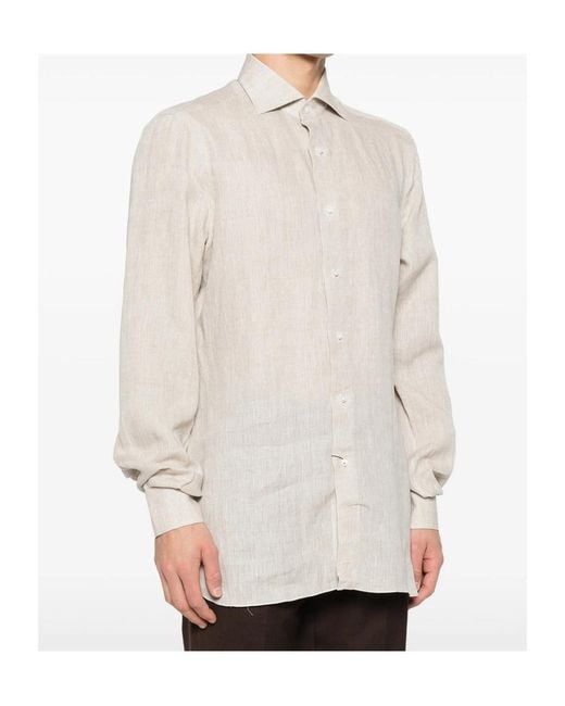 Isaia White Long-Sleeved Shirt for men