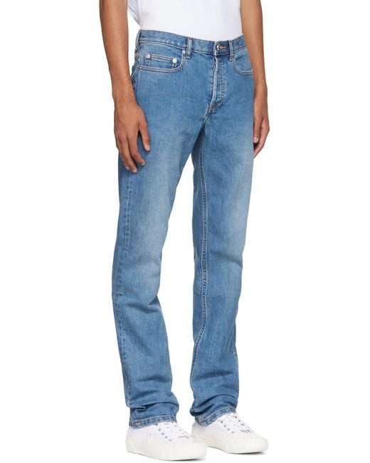A.P.C. Blue Mid-Waist Washed Effect Jeans for men