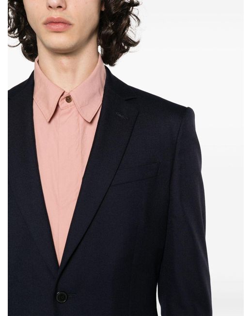 Dries Van Noten Blue Long-Sleeved Coat Belt Ring Trousers Suit for men
