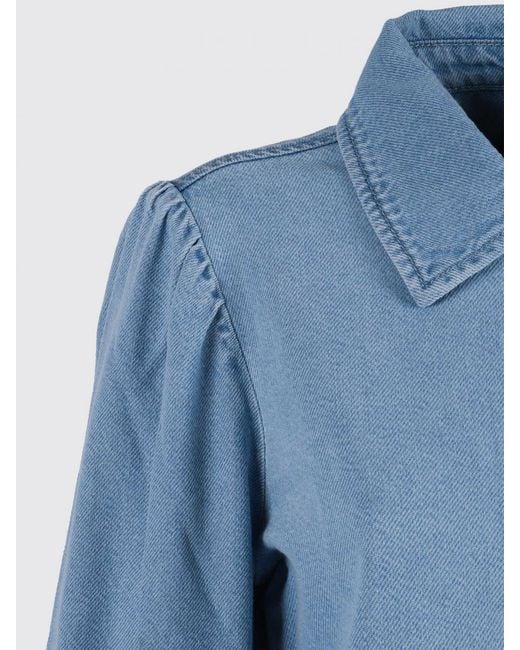 7 For All Mankind Blue Puff-Sleeve Button-Up Shirt