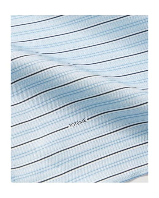 Totême Blue Striped Silk Scarf
